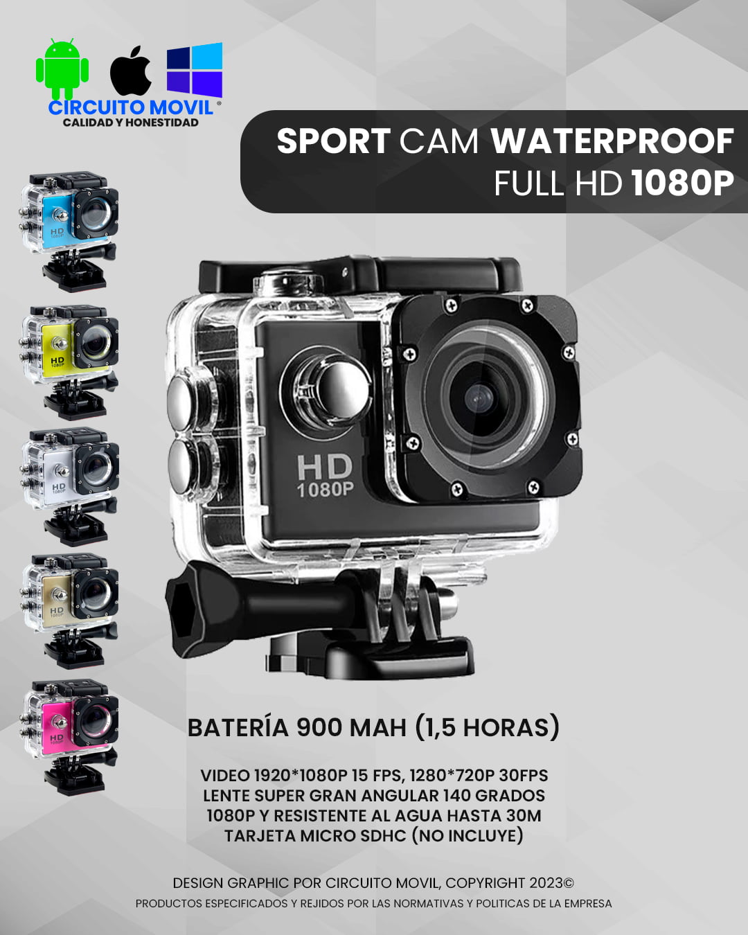 SPORT CAM WATERPROOF FULLL HD 1080p.